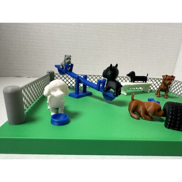 Dog Park Desk Decor With Boston Terrier Boxer Poodle Figurines Desk Buddy Puppy - Picture 2 of 6